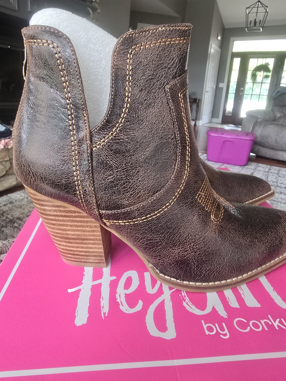 Corkys Espresso Crinkle Ankle Boots - Picture 3 of 7